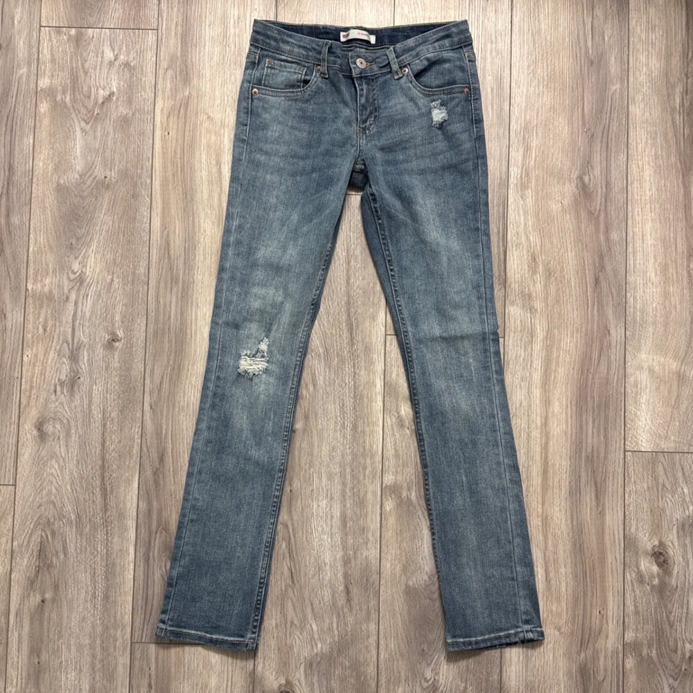 Levi's Kids 711 Skinny Jeans Distressed Blue Denim Size 14 Regular